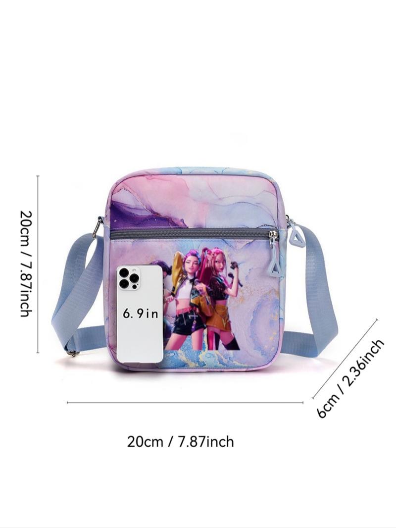 New K-Pop Demon Hunters Print Shoulder Bag, Fashion Casual Versatile Crossbody Bag, Student Bag, Daily Commute Cute Large Capacity Women's Bag, Cross Body Bags