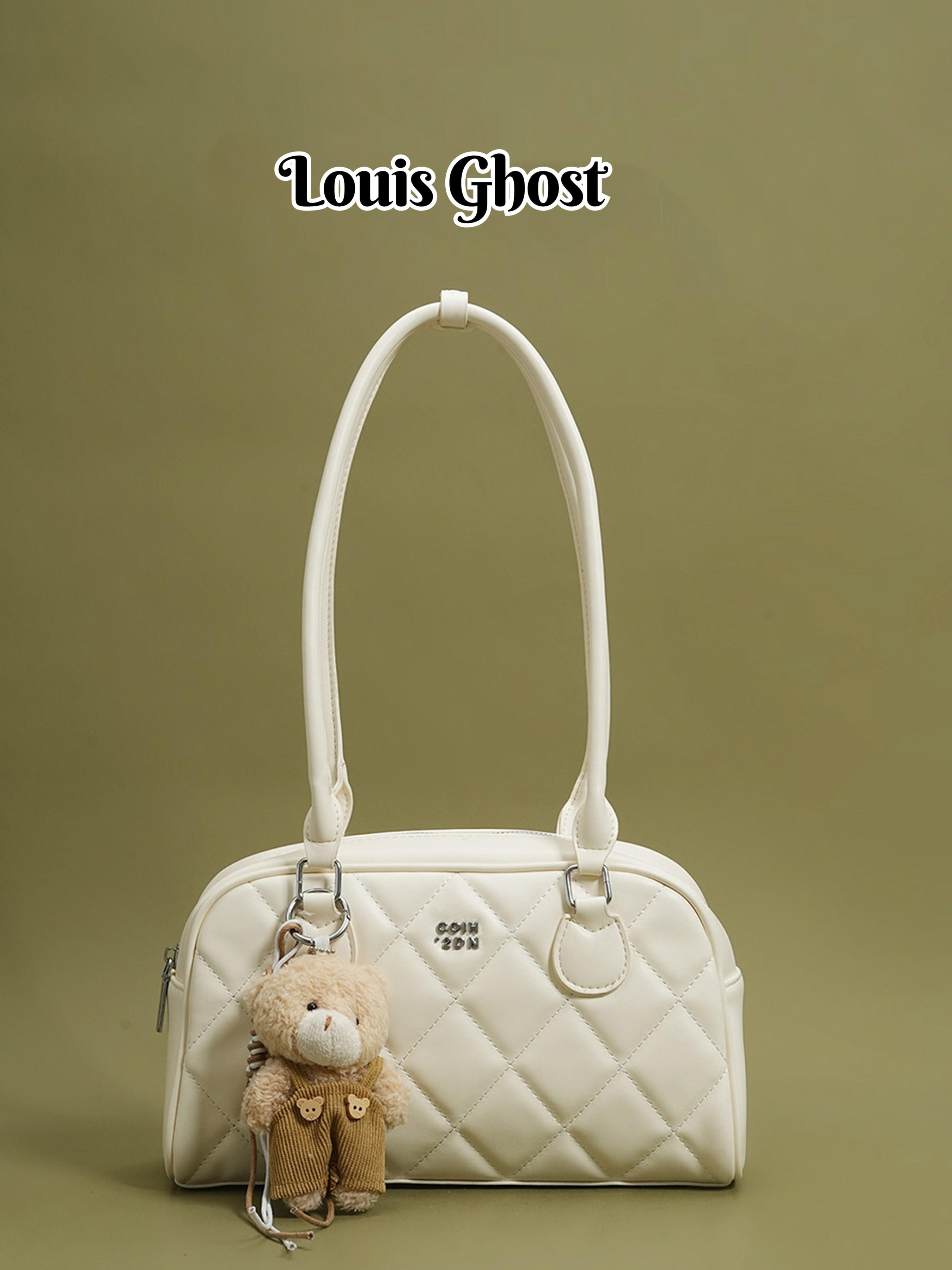 Single-shoulder bag: Cute bowling bag; Japanese sweet style artificial leather women's shoulder bag; designer custom diamond-patterned handbag; trendy retro tote bag; elegant and small daily purse; School-style commuting and date single-shoulder bag