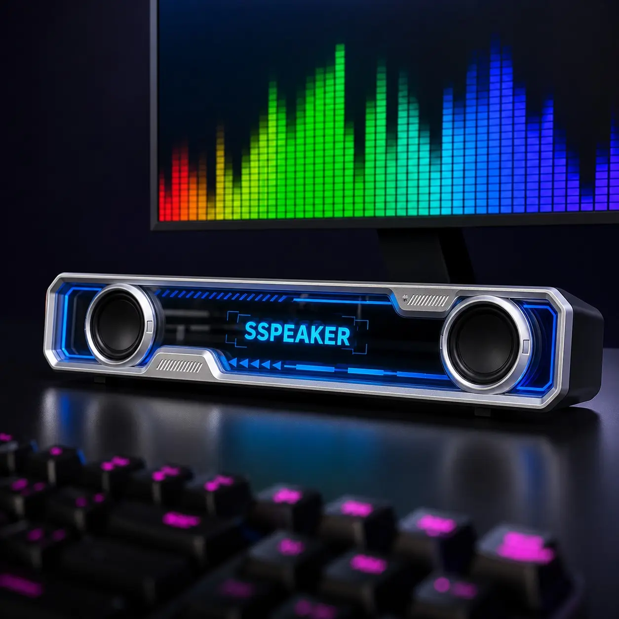 2.0 Channel Desktop Soundbar with 4 RGB Lighting Modes, USB-Powered Bluetooth-compatible Speaker for PC, Laptop & Phone, Enhance Your Audio Experience