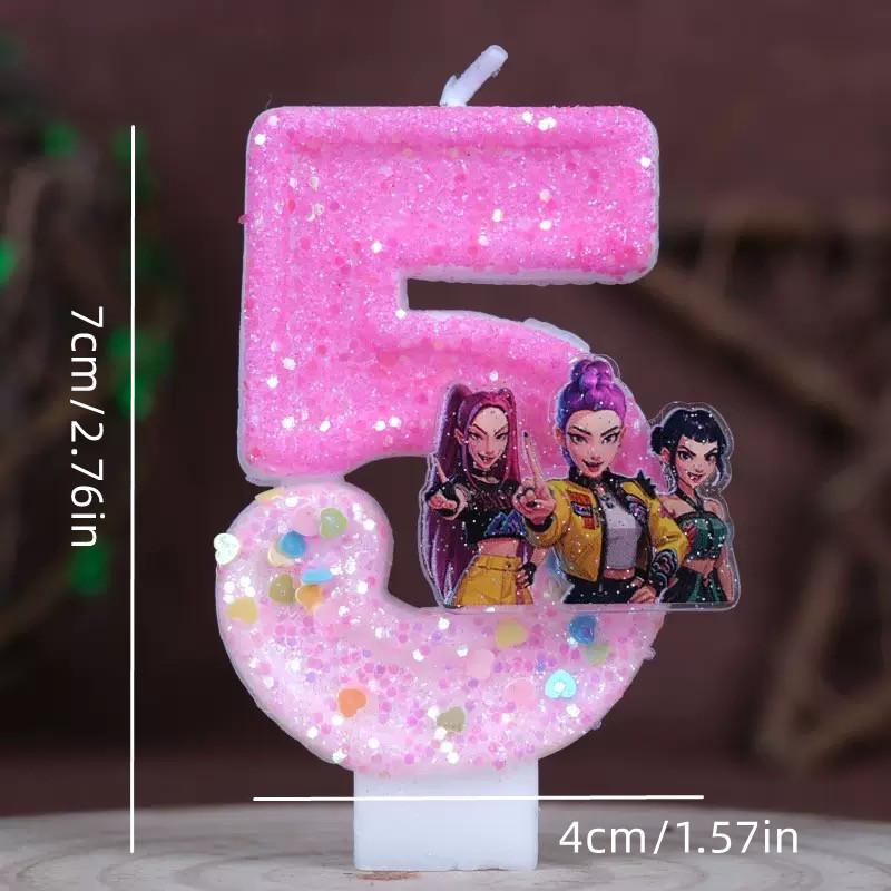 Cute cartoon exorcist girl's day candles, digital festival cake party candles, cake decorations, best holiday supplies for festivals, charm of anime character design, 3/4/5/6 anniversary decorations