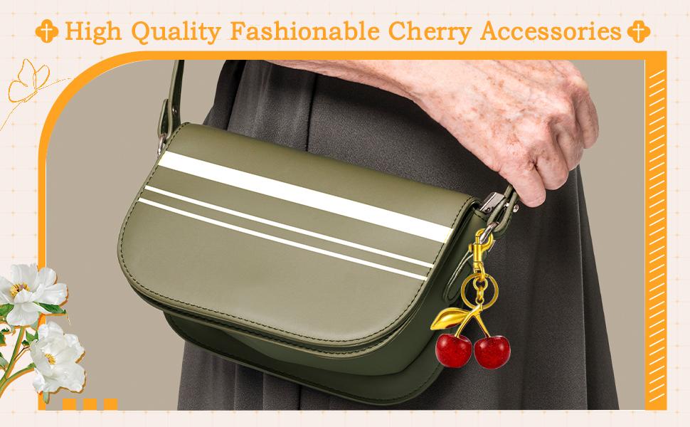 2025 Dedicate Keychain Cherry Purse Charm for Women Valentine Bag Gifts- Cherry Bag Charm Purse Charm Keychain