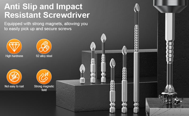 ADESKE Magnetic Screwdriver Bit Set – 9PCS Electric Drill Bits for Repair Use (25–150mm)