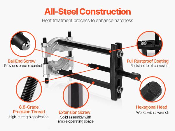 VEVOR Bearing Puller Kit, 14-Piece 5 Ton Capacity Bearing Separator, Pinion Wheel Bearing Removal Kit with 2-Inch and 2.8-Inch Jaws, Bearing Puller Set, Heavy Duty Bearing Splitter Tool Kit with Case