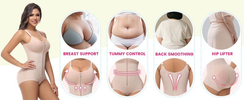 JOSHINE SHAPER  Women's Fajas Moldeadoras Shapewear with Bra Compression Garment Shapewear Tummy Control with Zipper Adjustable Shoulder Strap