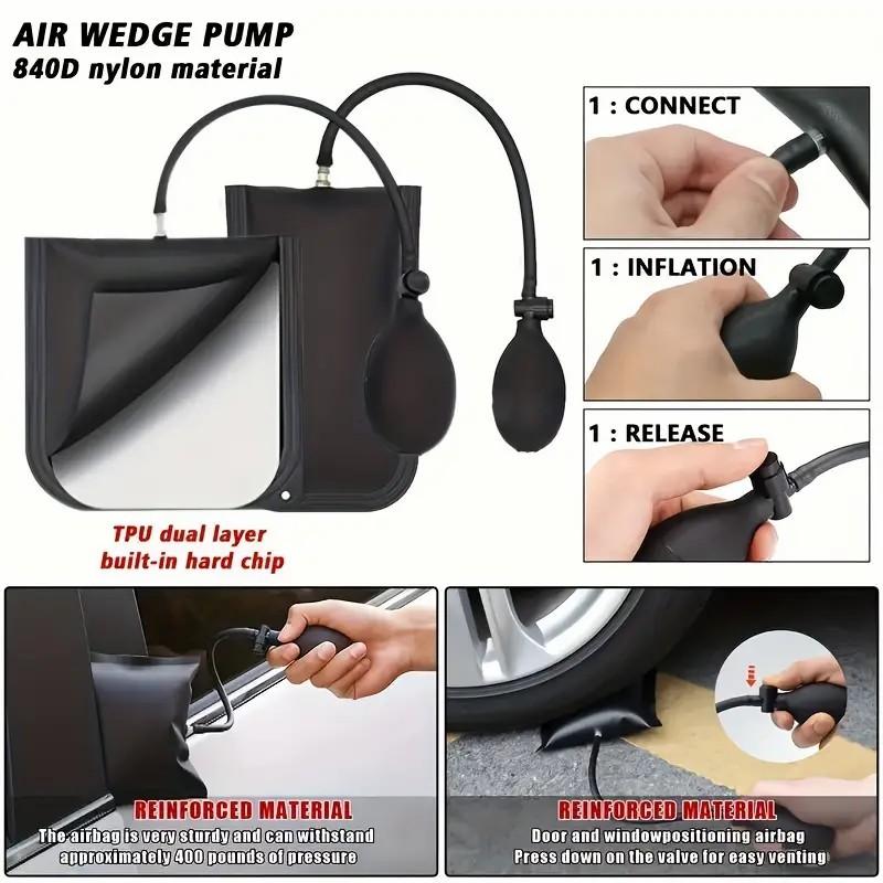 1 Set of 17 Pieces Car Kit: Roadside Emergency Kit with Long Arm Grab Bucket, Air Cushion Bag Pump, Undamaged Wedges, and Handbag - Portable Universal Car Kit