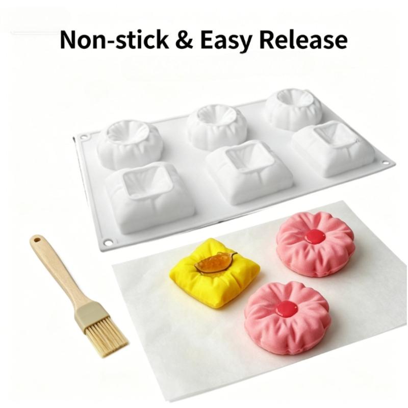 1pc  pillow-shaped silicone cake mold, 8-cavity double soft happiness design, 2 styles, non-stick, easy to release, suitable for good night gift chocolates, cakes, healing creative baking tool