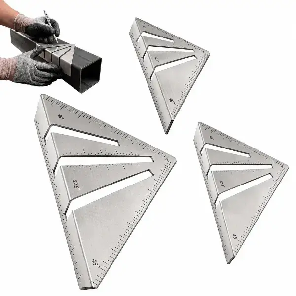Precision Metal Miter Square, Heavy Duty Layout Tool with Laser Etched 22.5/45/90 Degree Markings, Ideal for Woodworking, Carpentry & Metalworking Projects