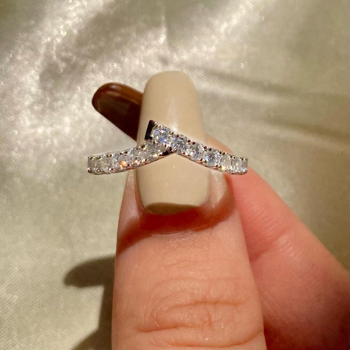 Esberry Small zircon asymmetrical cross-row ring Original 925 Sterling Silver Engagement Ring