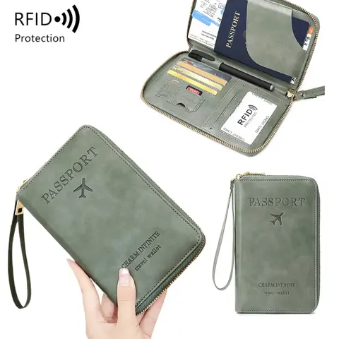 Letter Pattern Passport Holder, 2024 New Style Portable Passport Case with Zipper & Wrist Strap, Multi-functional Airplane Ticket Clip, Travel Credit Card Wallet, Passport Cover #GLOBAL PICKS