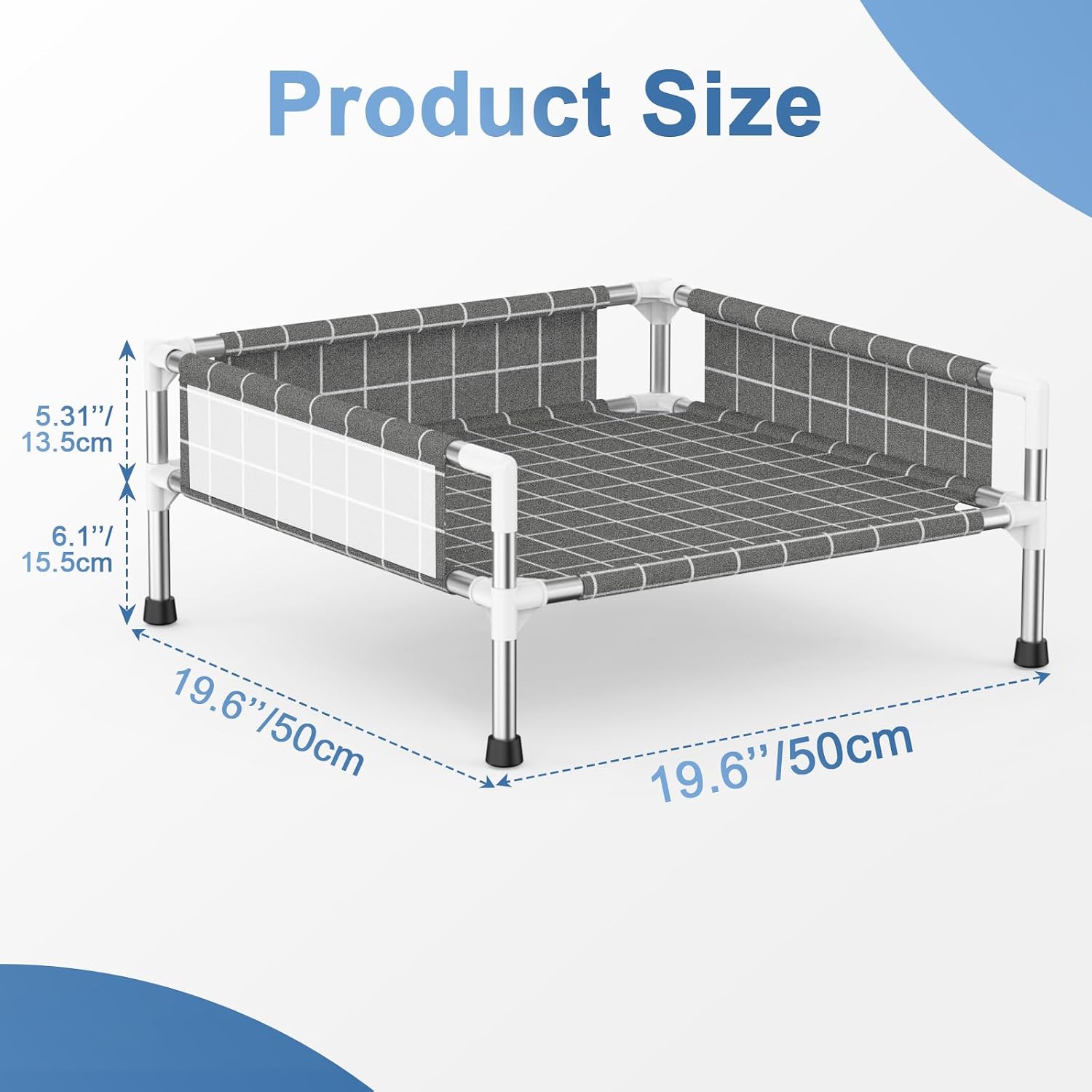 Elevated Bed with Guardrail, Raised Bed for Small Dogs | Rust-resistant stainless steel frame with safety fence & soft fabric. Anti-slip for secure indoor and outdoor use Elevated Bed with Guardrail, Raised Bed for Small Dogs | Rust-resistant stainless steel frame with safety fence & soft fabric. Anti-slip for secure indoor and outdoor use