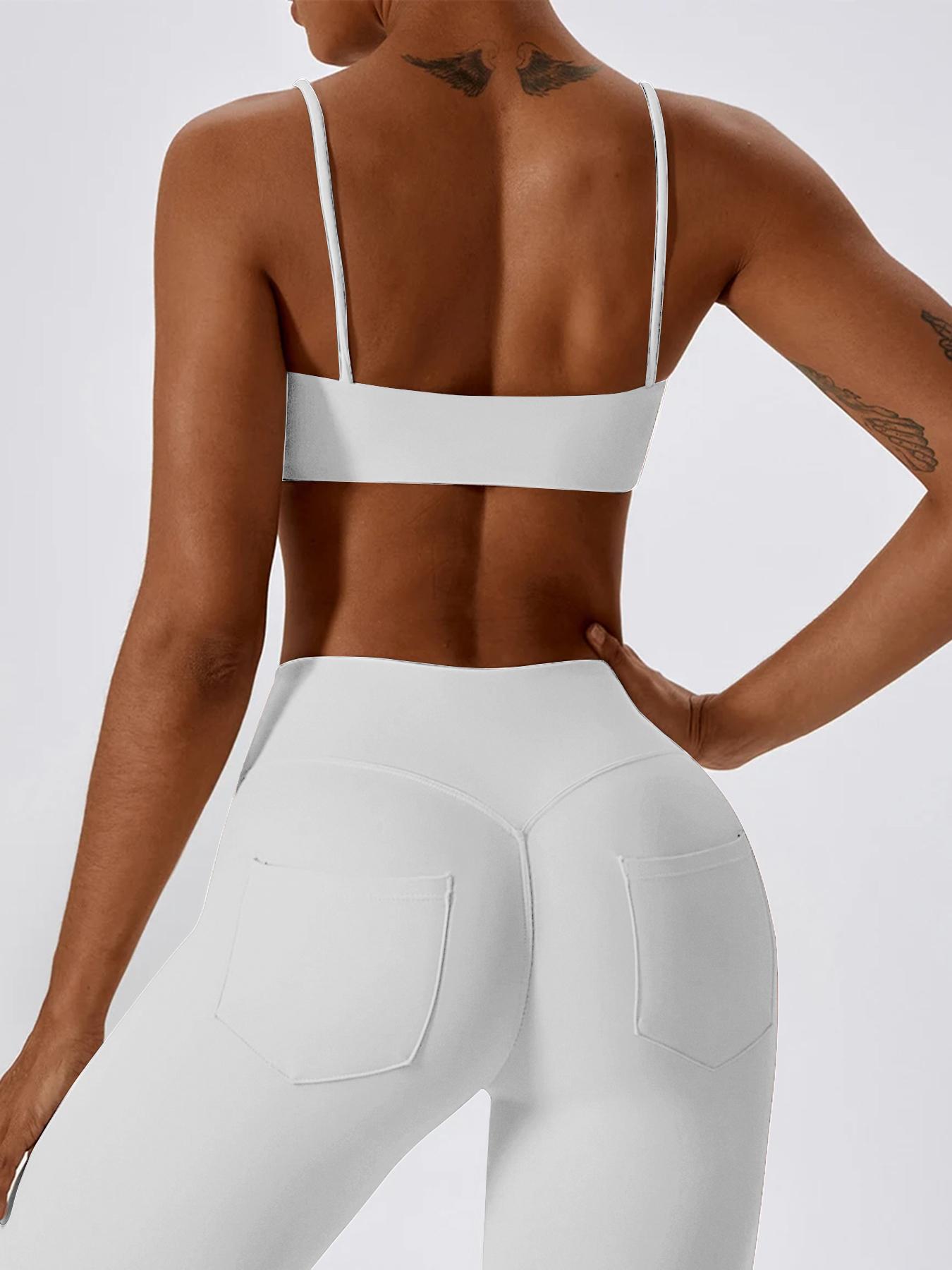 Women's Solid Wireless Sports Bra Set, Sporty Breathable Comfortable Bras, Ladies Sportswear for Yoga Gym, Sports Activewear Set