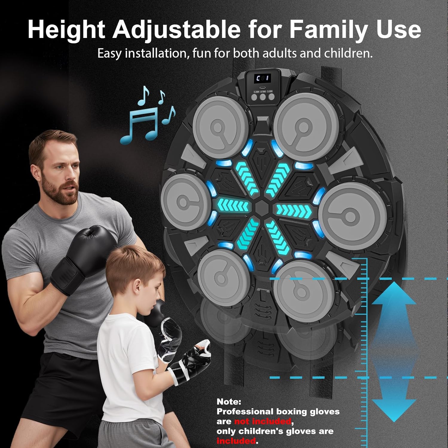 Smart Music Boxing Training Machine with Boxing Gloves, Smart Boxing Trainers, Ready to Train, Universal for Adults & Kids, LED Display with Real-Time Punch Data Feedback, Bluetooth Music Rhythm Sync, Wall-Mountable Space-Saving Design for Home & Gym Use