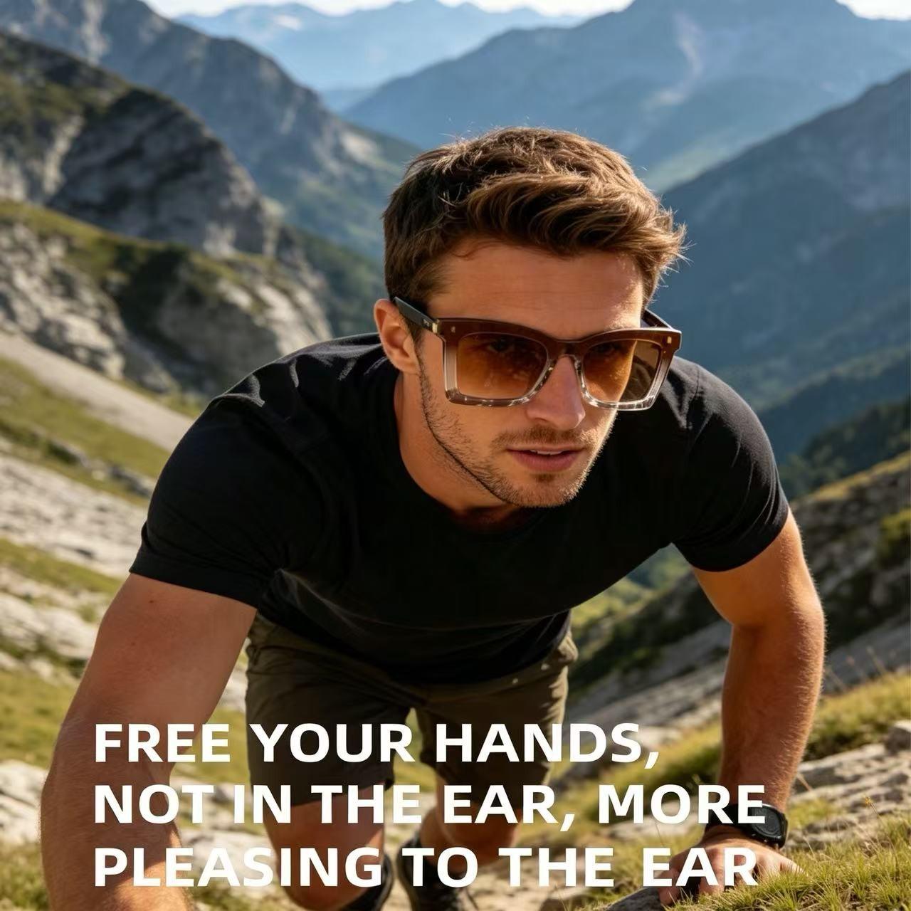Half Frame Smart Bluetooth-compatible Sunglasses, Hands-Free Call Touch Control, Anti-Glare Lenses, Daily Commute Driving Glasses