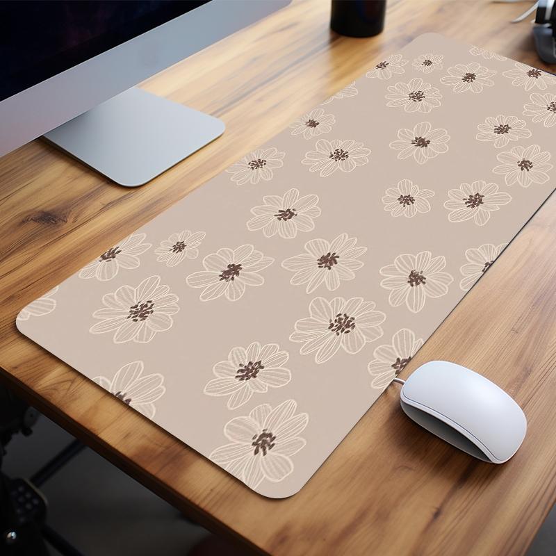 Cute Floral Pattern Extended Mouse Pad, Rectangle Gaming Mouse Pad, Non-slip Rubber Base Stitched Edge Desk Keyboard Mat for Home Office Game, Desk Accessories