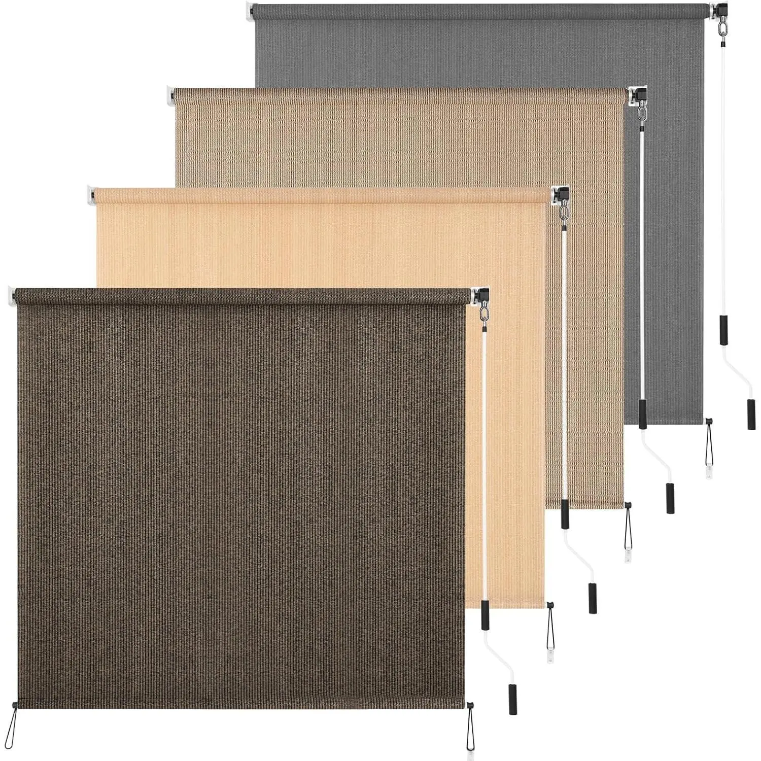 Outdoor Roller Shade 8' W x 8' L Cordless Patio Shades Roll Up Outdoors Blinds with UV Protection, Exterior Roller Shades Cloth for Porch Pergola, Mocha