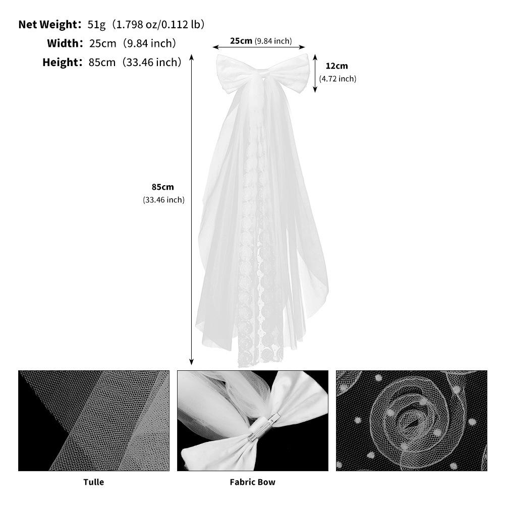 Elegant Bridal Veil - Bridal White Bow Lace Veil with Hairpin Headpiece for Wedding Ceremony, Award Commemorative Events