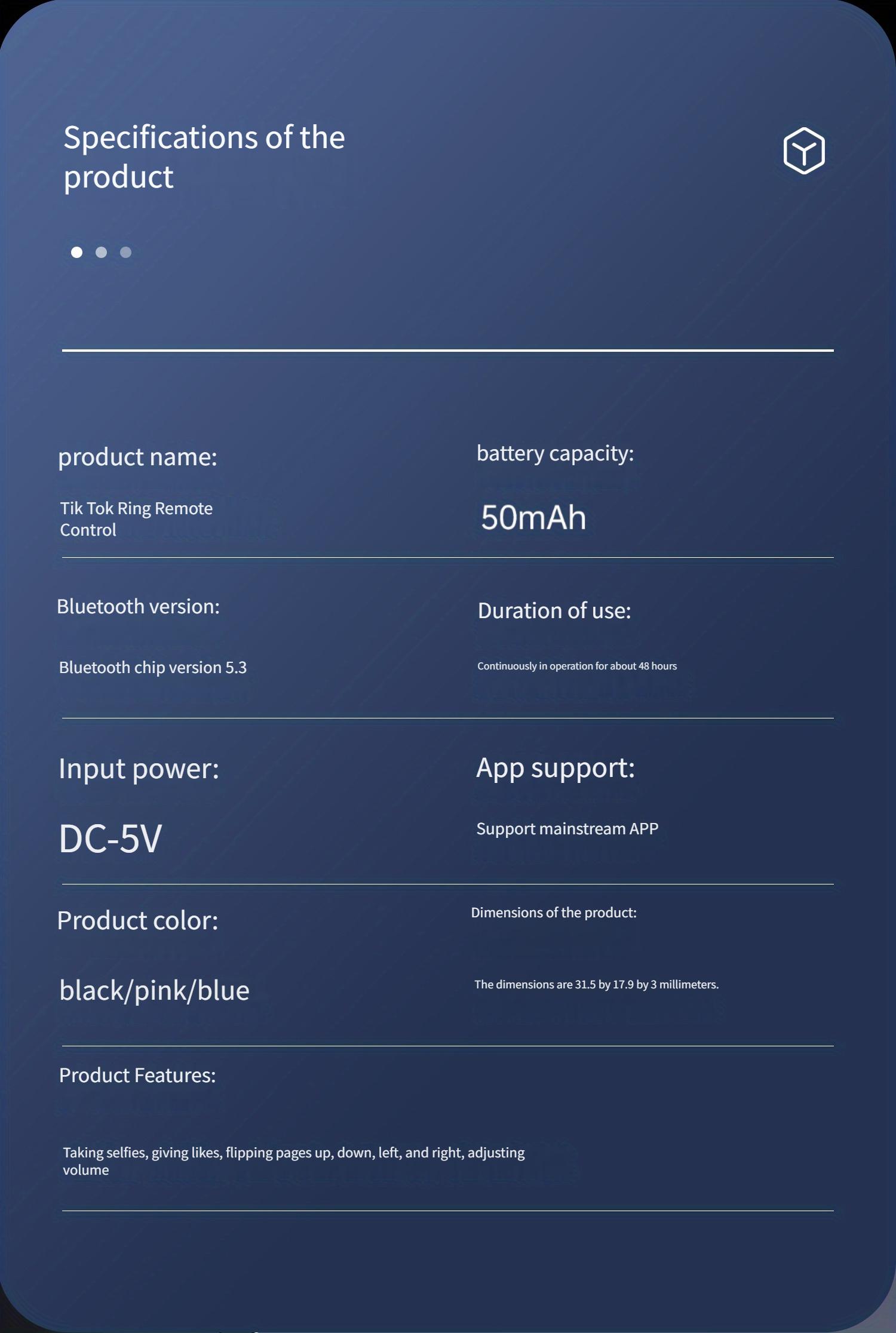 TikTok Scroll Ring - Bluetooth Remote for TikTok Clips & Tunes, iPhone Compatible Fingertip Wireless Bluetooth Controller, Perfect for iPad, iOS and Android, with Live Camera Shutter