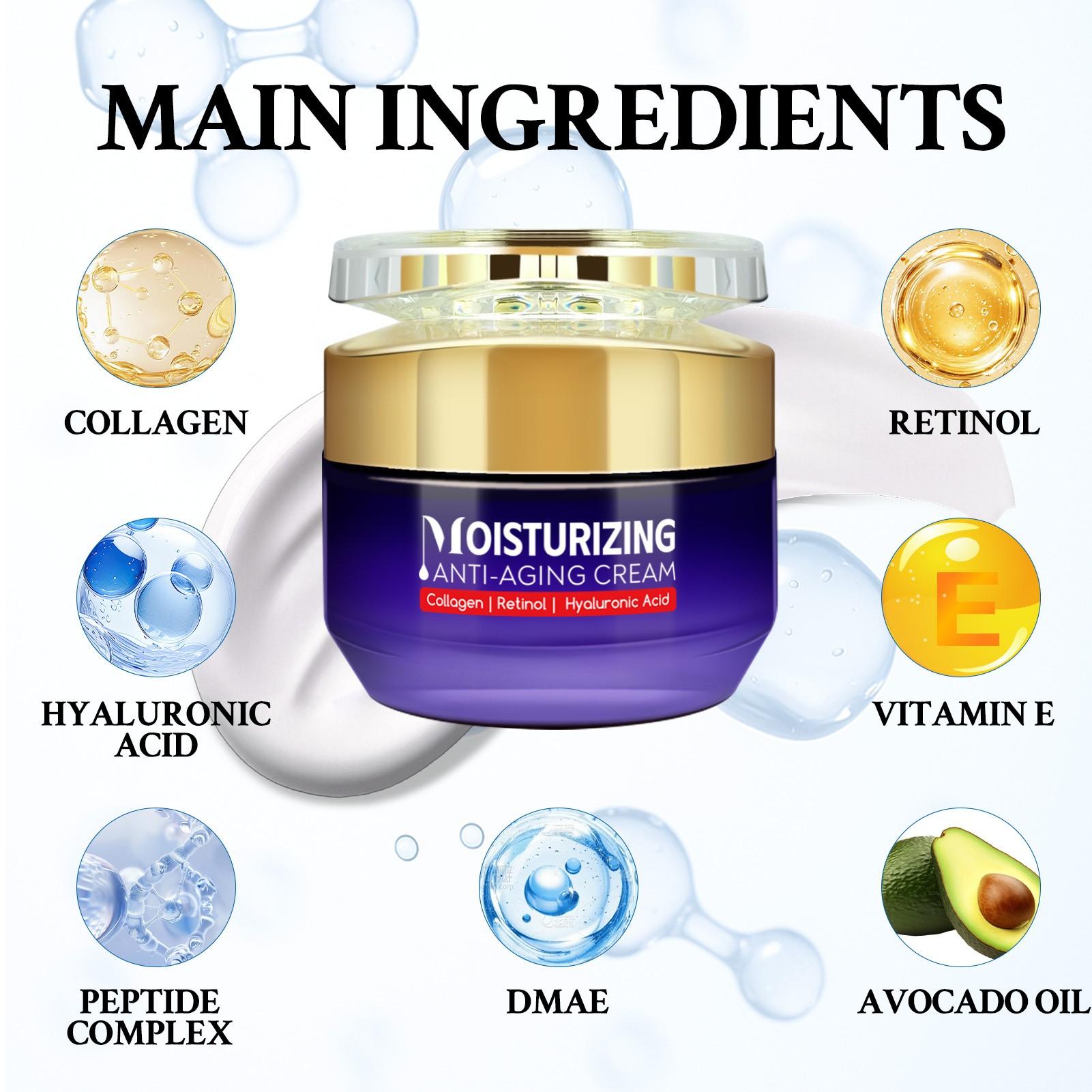 50g Moisturizing Cream, Wrinkle Reduction, Contains Collagen Peptide, Retinol, Hyaluronic Acid, Tightening, Fine Line Fade, Daily Skincare