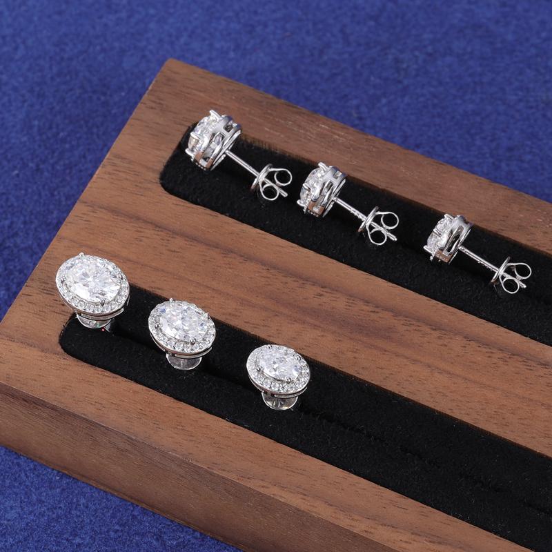 【#E512】Oval Earrings UCCIYO Synthetic Moissanite Earrings For Women 925 Sterling Silver Stud Earring Men Hip Hop Jewelry Couple Gift