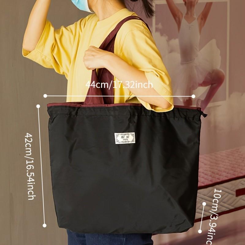 Reusable Nylon Shopping Bag, Large Capacity Foldable Eco-Friendly Tote, Adjustable Shoulder Strap, Leak-Proof Design, Multiple Colors Available