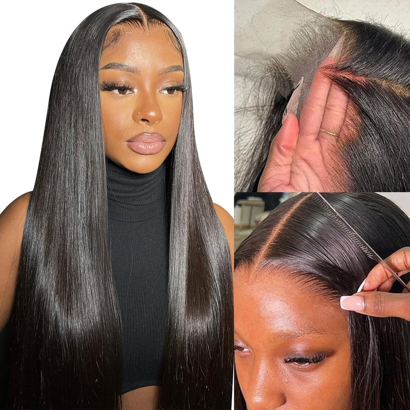 Yawawe Hair 28/30inch 13x6 Lace Frontal Wigs human hair 7x5 Wear Go Glueless Straight lace front human hair wig For Women Medium Size Cap Pre-plucked Pre-bleached Transparent Lace Wigs With Baby Hair Customizable