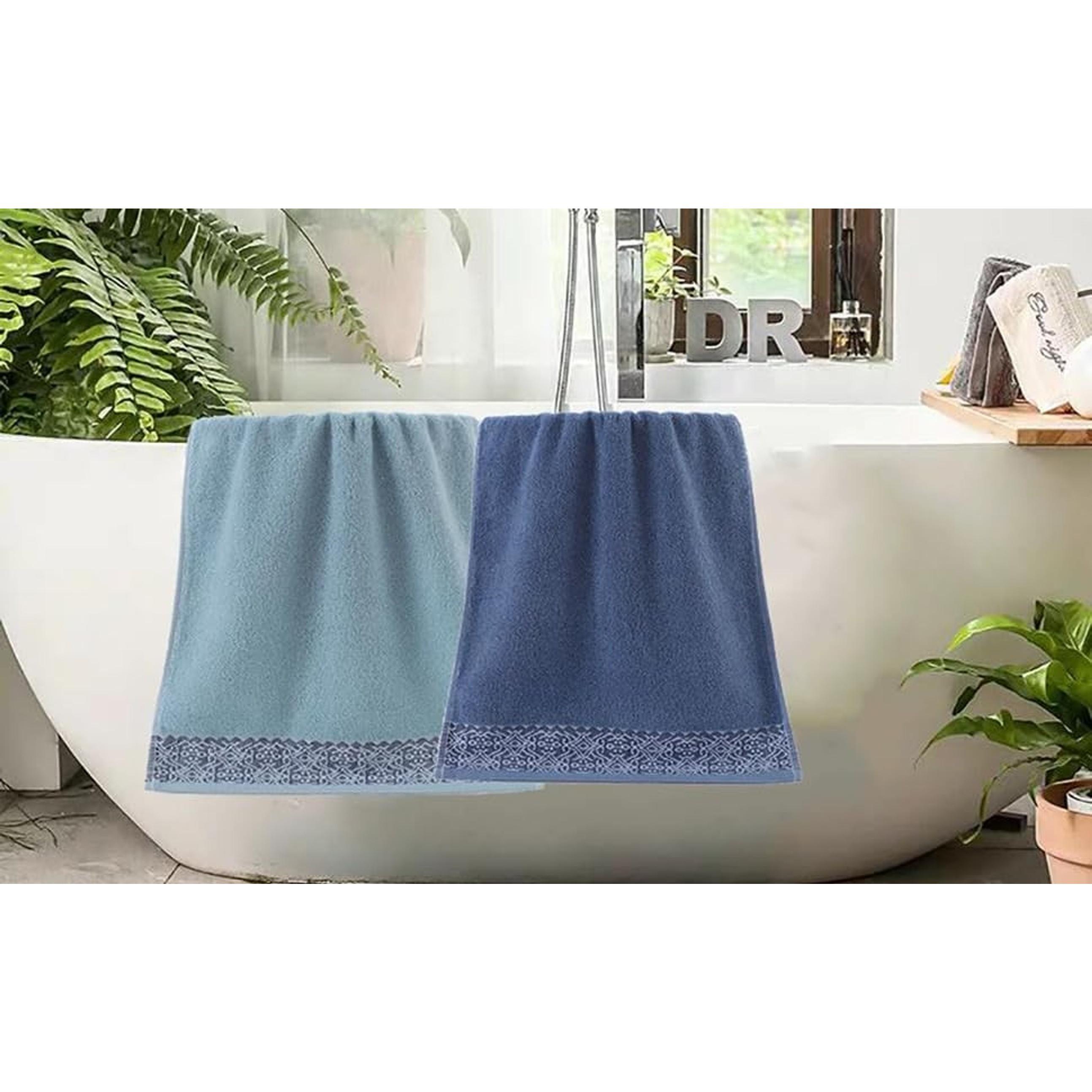 2 Pack Cotton Hand Towels,100% Cotton Face Towels, Durable Highly Absorbent Soft Washcloth Towel for Premium Luxury Spa Hotel Bathroom, Camping, Gym 14 x 30 Inch Maoj-lassical Blue
