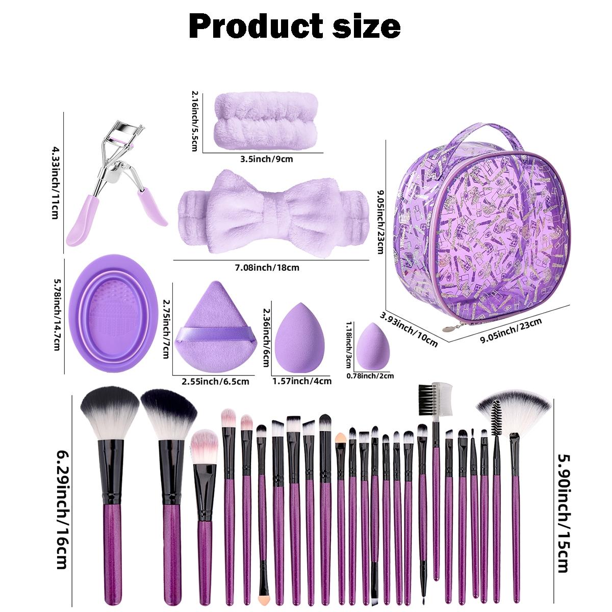 Makeup Brush Set Combination Kit Cosmetic Makeup Tool Powder Foundation Eyeshadow Concealer Detail Brushes Makeup Bag Beauty Sponge Puff Lash Curler Suitable for Face Daily Use