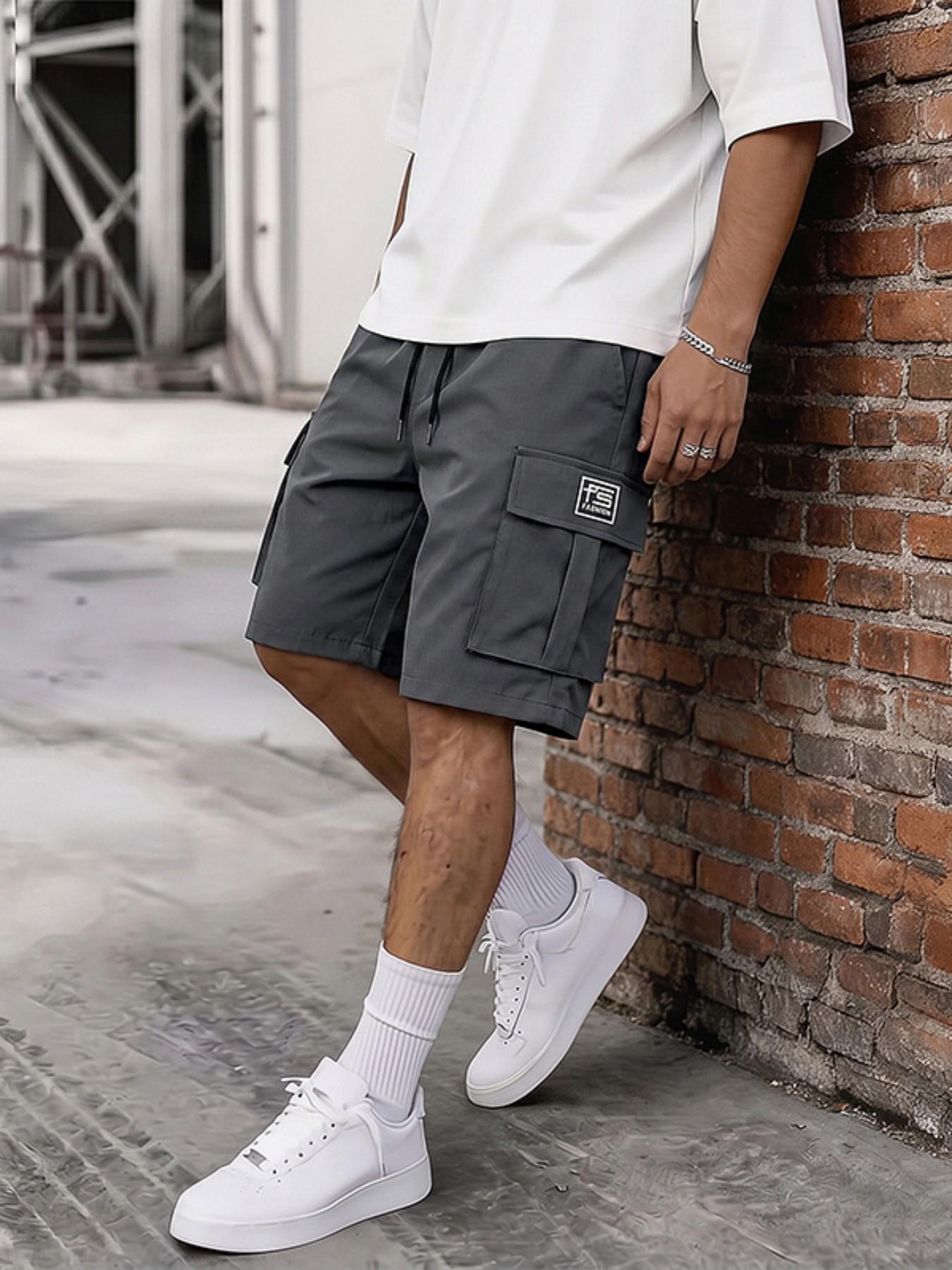 Men's 3-Pack Practical Loose Cargo Shorts, Drawstring Athletic Shorts, Large Side Pockets, Drawstring Waist, Casual Athleisure Street Style, Sportswear, Geometric, Summer Outdoor Sports