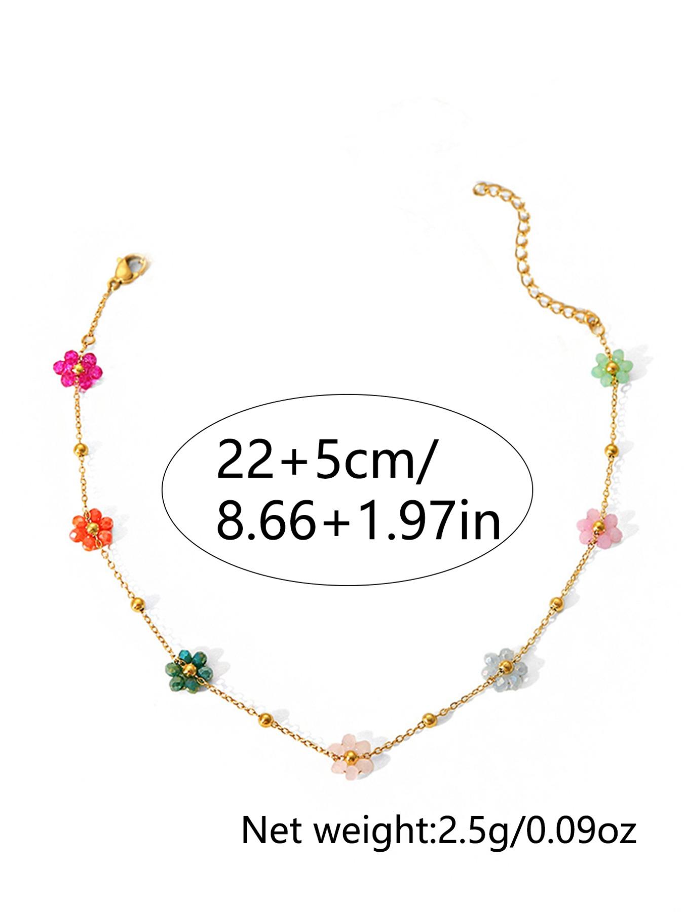 Women's Stainless Steel Anklet, Waterproof Rust-Resistant Handmade Flower Design, Summer Beach Vacation Accessory Gift (colors Random)