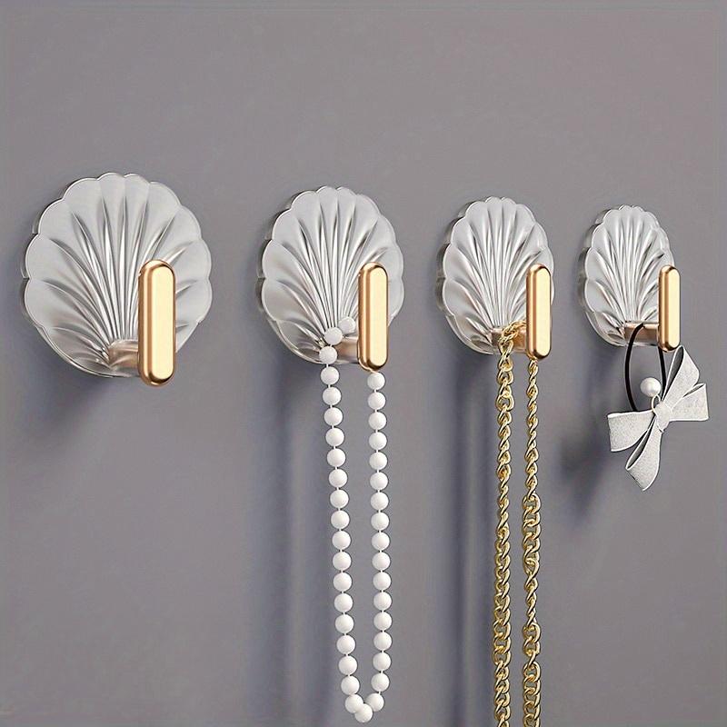3Pcs Shell Shape Wall Mounted Hook Kitchen Bathroom Multifunction Punch Free Hooks Coat Hanger Home Decoration Paste Style Hooks Hook porch bedroom strong adhesive hook multi-functional seamless transparent hook high load free punch hook