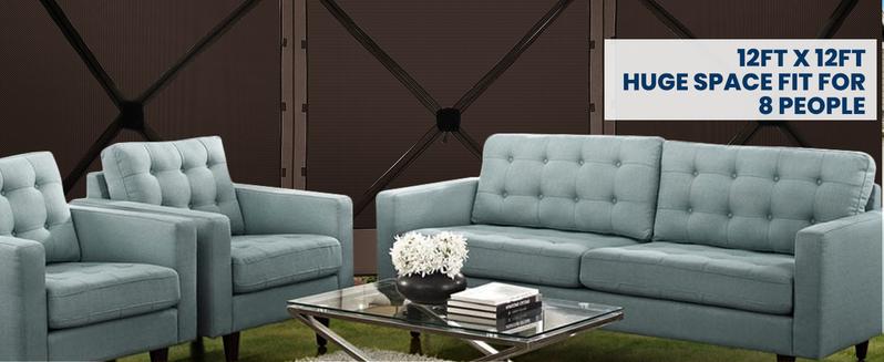 COBIZI 12x12ft Pop Up Gazebo Tent Screen House with Mosquito Netting and Sidewalls for Camping