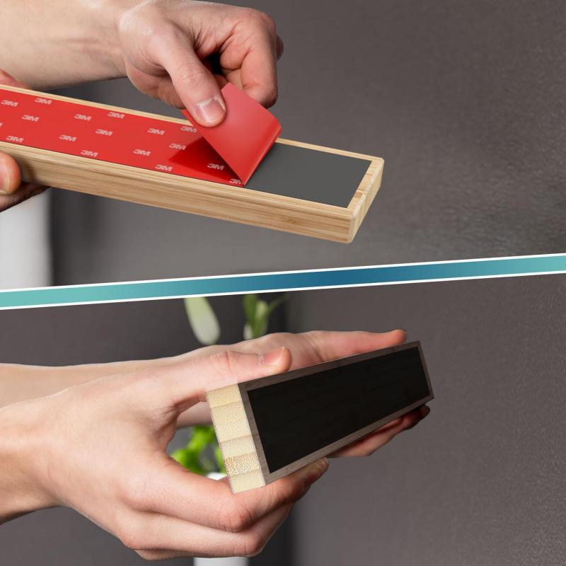 16" Magnetic Knife Holder for Wall, No-Drill Bamboo Knife Magnetic Strip, Extra strong Knife Holder, Self Adhesive Tape