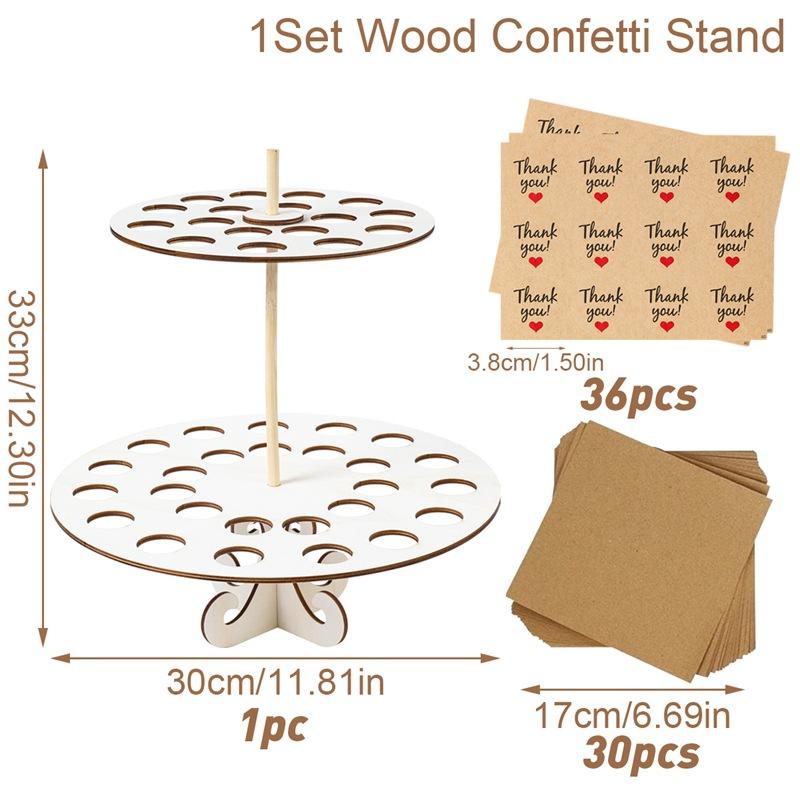 Wedding confetti cone-shaped wooden bracket wedding decoration kraft paper cone-shaped bracket tray party decoration
