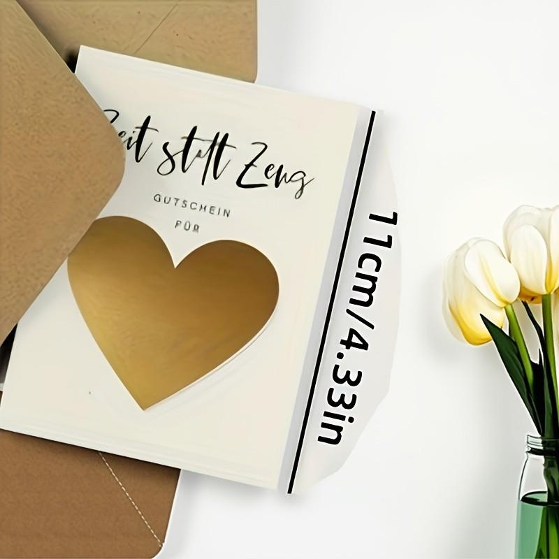 4 Heart-Shaped DIY Time Coupons, Minimalist German Gift Cards, Interactive Love Exchange Cards, Surprise for Anniversaries or Birthdays
