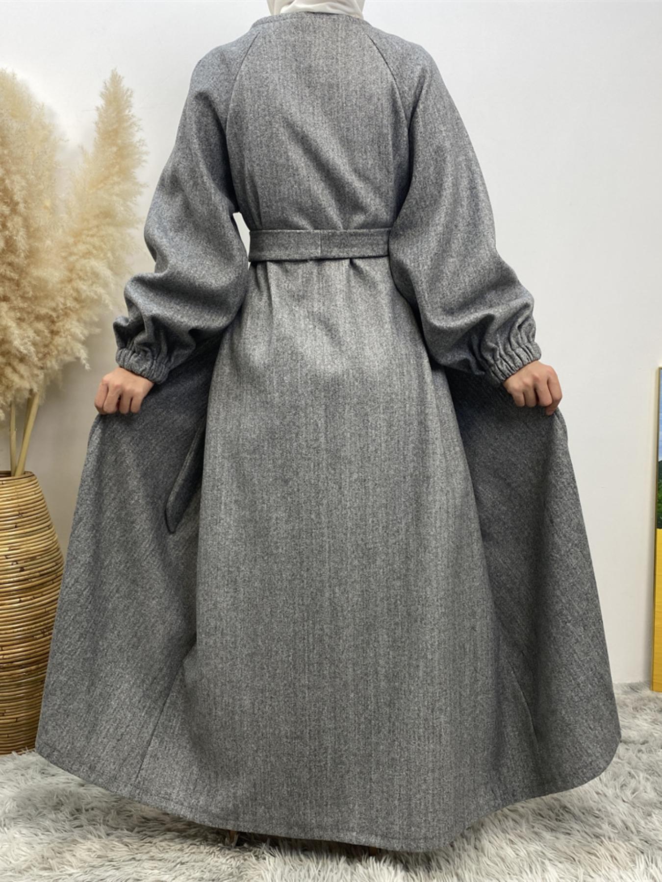 Fashion Slim Fit Muslim Cardigan, Long Sleeve European Style Jacket with Pockets, Casual Fall & Winter Wear for Women, Cover Up Cardigan Fashion Slim Fit Muslim Cardigan, Long Sleeve European Style Jacket with Pockets, Casual Fall & Winter Wear for Women, Cover Up Cardigan