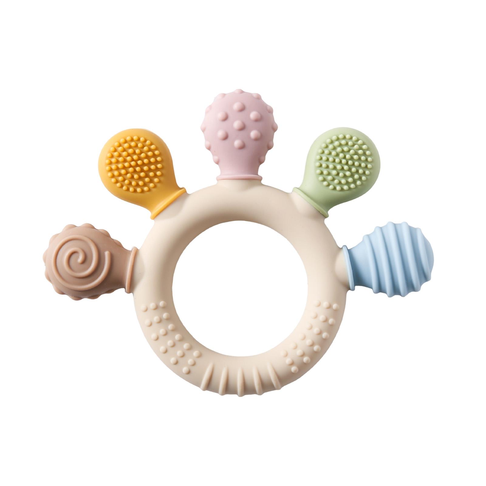 Baby Silicone Teething Ring with Cute Shapes, Safe & Gentle Design, Perfect for Soothing Gums, Ideal Gift for Newborns