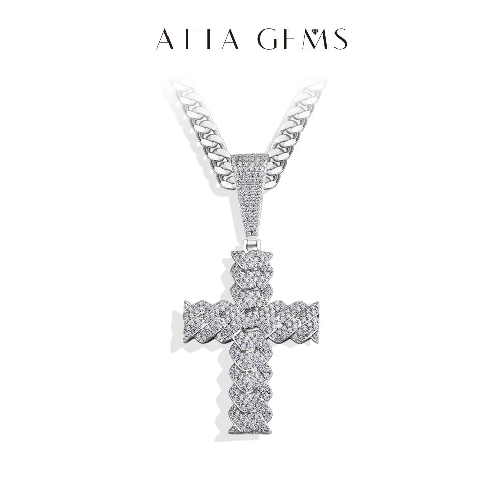 Classic Synthetic Moissanite Cross Necklace for Men Women Chain Hiphop Jewelry D VVS1 Charm Fine Jewelry N021