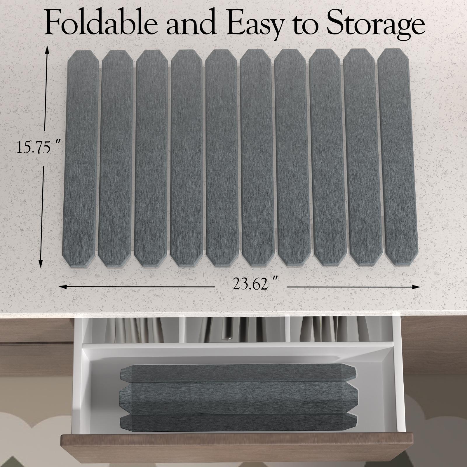 Msercuor Large Stone Dish Drying Mat 24"x16" Diatomaceous Earth Collapsible Quick Drainage for Kitchen Counter with Sanding Paper & Anti-Slip Pad Coasters Tableware