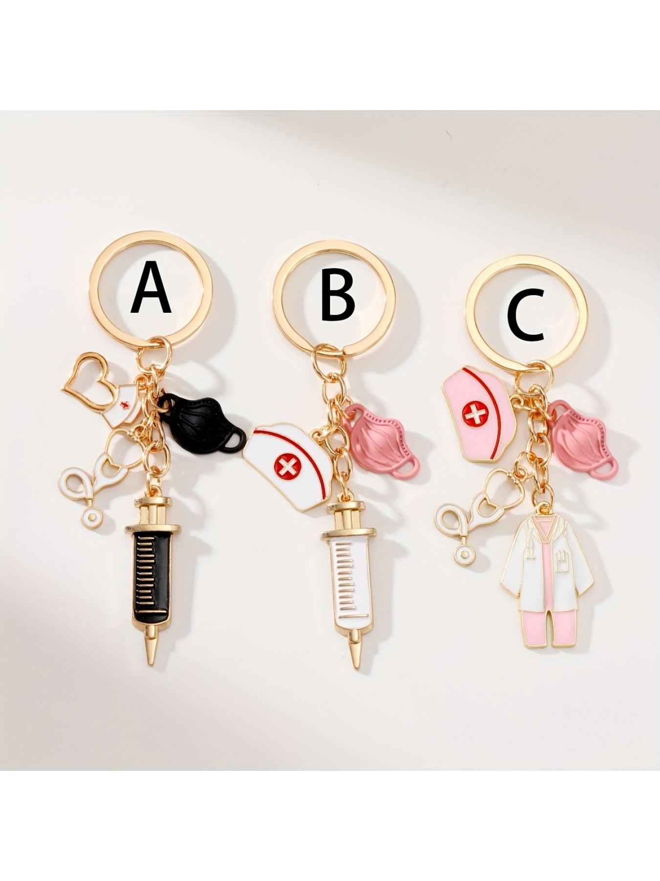 1pc Alloy Oil Drop Nurse Cap Keychain, Doctor Medical Staff Keyring, a Gift for Doctors