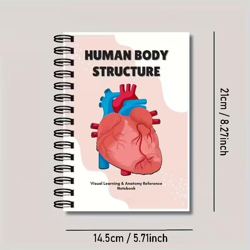 Human Anatomy Visualization Learning Notebook, Clear Anatomical Diagrams, System Notes Section, Ideal for Studying and Reviewing