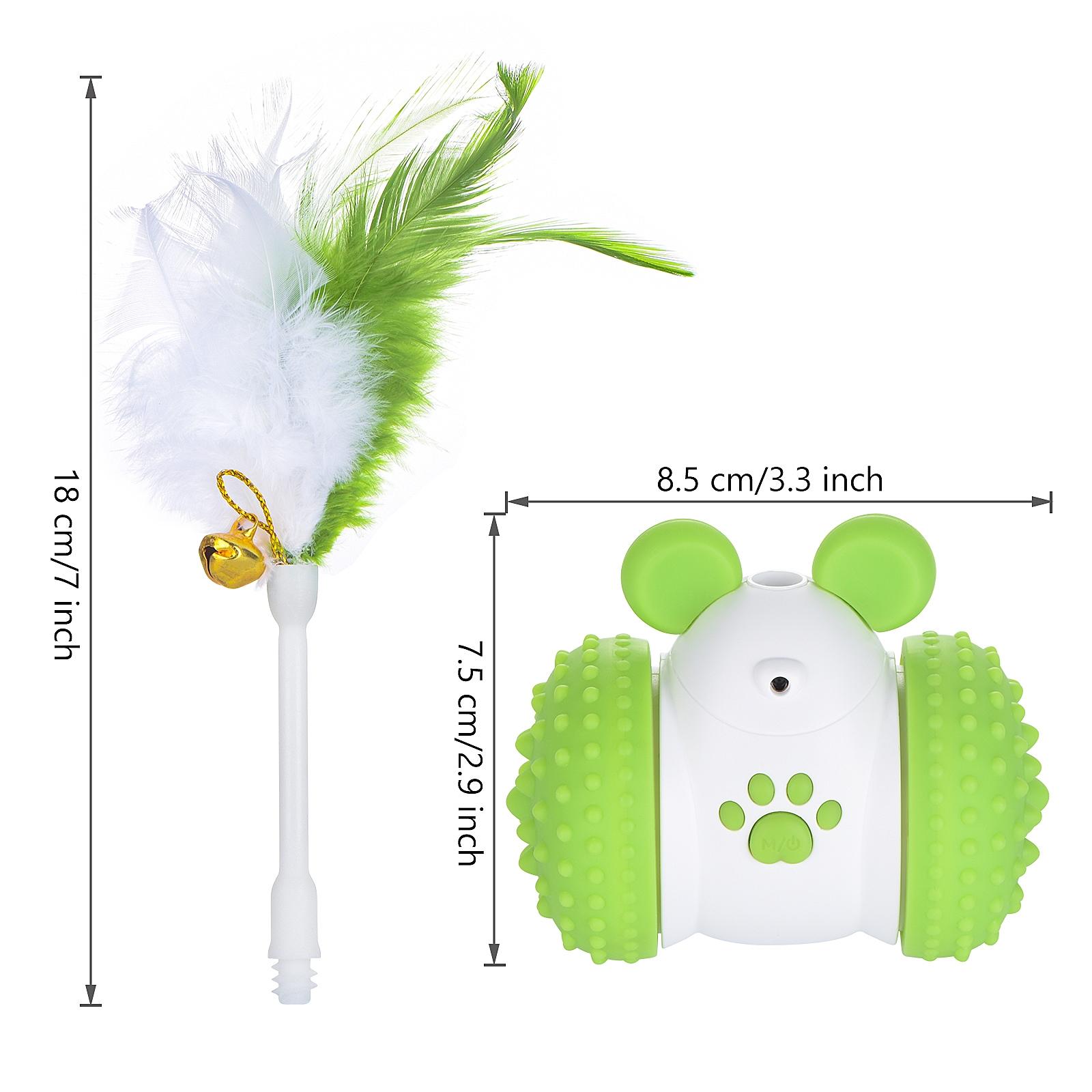 Smart Cat Toy with Laser & Feather, 360° Automatic Rotating, Random Motion & Bell, Interactive Play, Keep Cat Entertained & Active