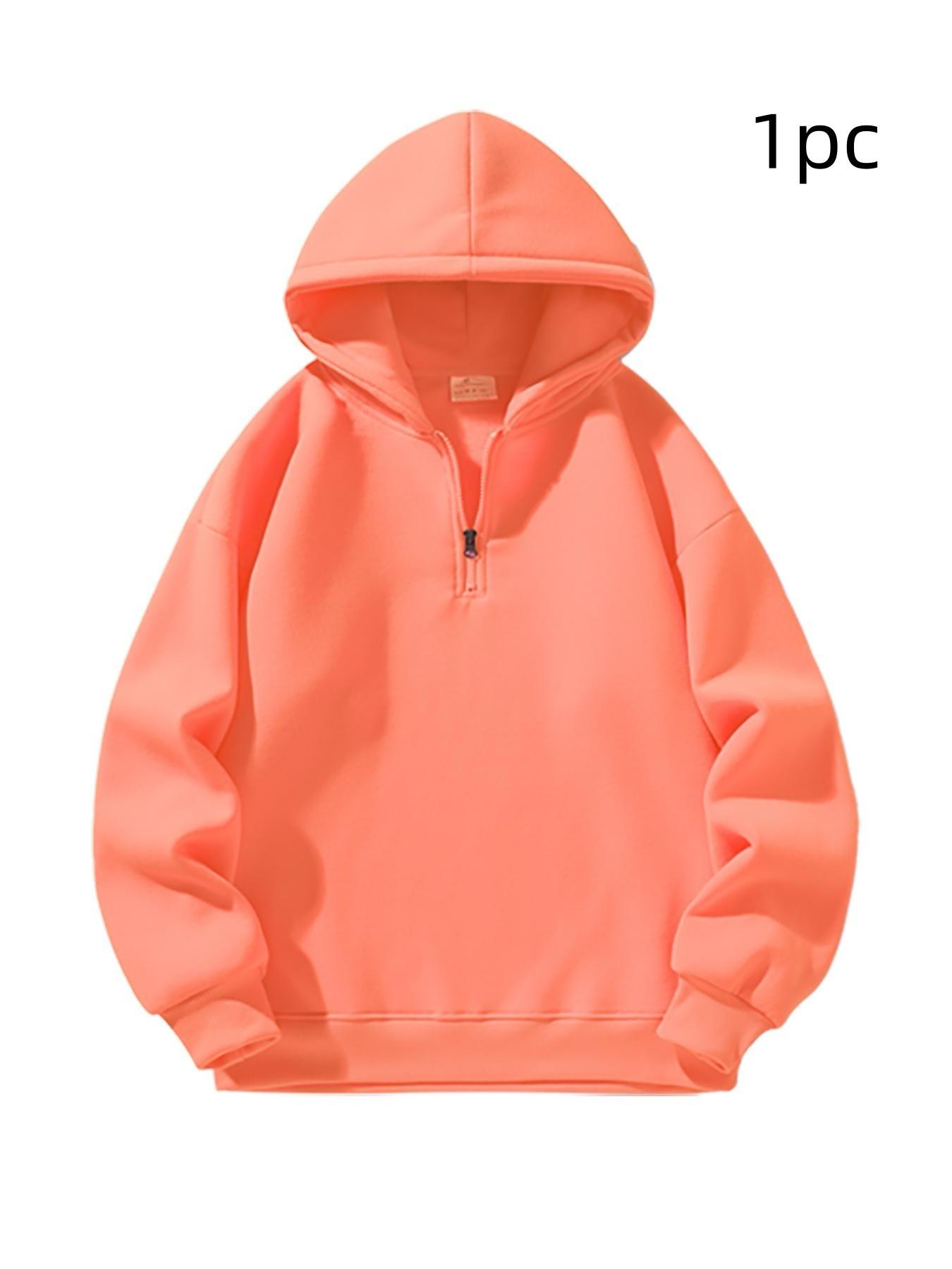 Men's Plain Half Zip Drop Shoulder Essentials Hoodie, Street Fashion Hoodie, Regular Fit Casual Long Sleeve Hooded Sweatshirt for Fall & Winter, Men's Clothes for Daily Wear Men's Plain Half Zip Drop Shoulder Essentials Hoodie, Street Fashion Hoodie, Regular Fit Casual Long Sleeve Hooded Sweatshirt for Fall & Winter, Men's Clothes for Daily Wear
