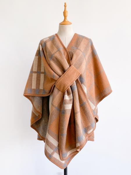 Women's Fashion Plaid, Soft Woven Fabric, Warm Fall & Winter Accessory, Stylish Print Fringe Wrap, Perfect Holiday Gift, Fringe Trim Shawl