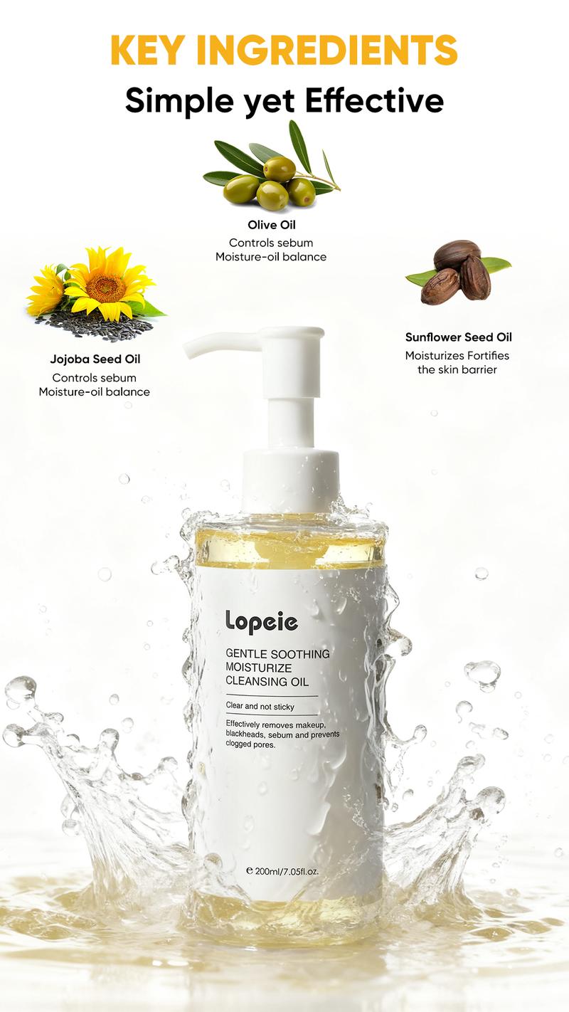 Lopeie Cleansing Oil 200ml | Deep Clean & Soothe Skin | Gentle Low-Irritation Makeup Remover for All Skin Types