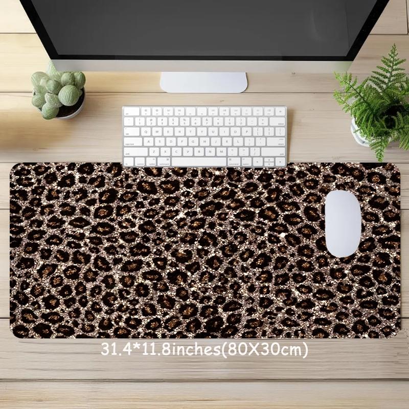 Shiny Leopard Print Large Gameing Mouse Pad,Aesthetic Desktop Decoration Protection Pad,Rubber Pad Non-slip Lock Edge Work Pad,Ergonomic Pad,multi-size mouse pad suitable for laptop,desktop computer games, work,family, good gift for boys,girls,kids