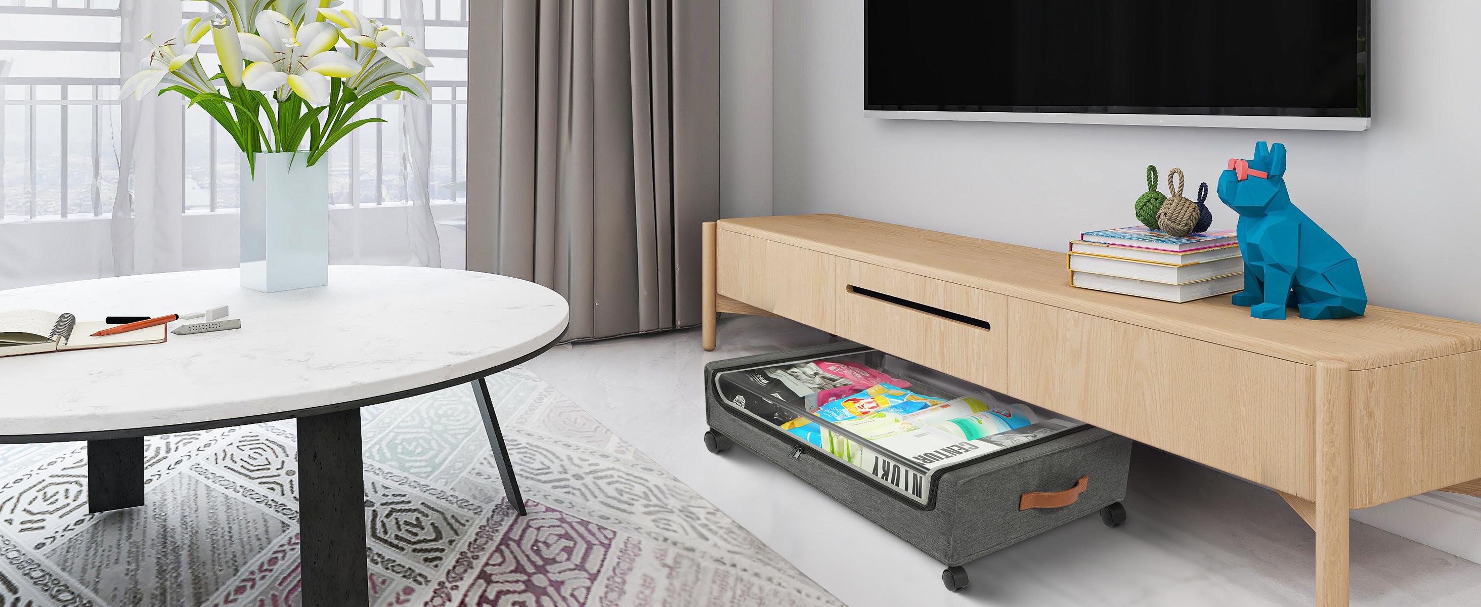 Spring Special: Yecaye 2PC Hidden Under-Bed Movable Storage Bins – Unlock the Forgotten and Wasted Storage Space! High Quality Fabric Heavy Items