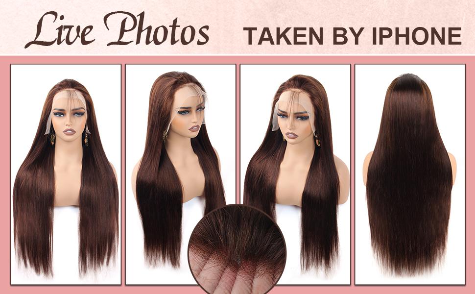 Tuneful 13x6 Lace Front Wigs Human Hair Orange Brown Hair Wig 180 Density HD Transparent Lace Frontal Human Hair Pre Plucked Hairline Orange Brown Color 32 Inch