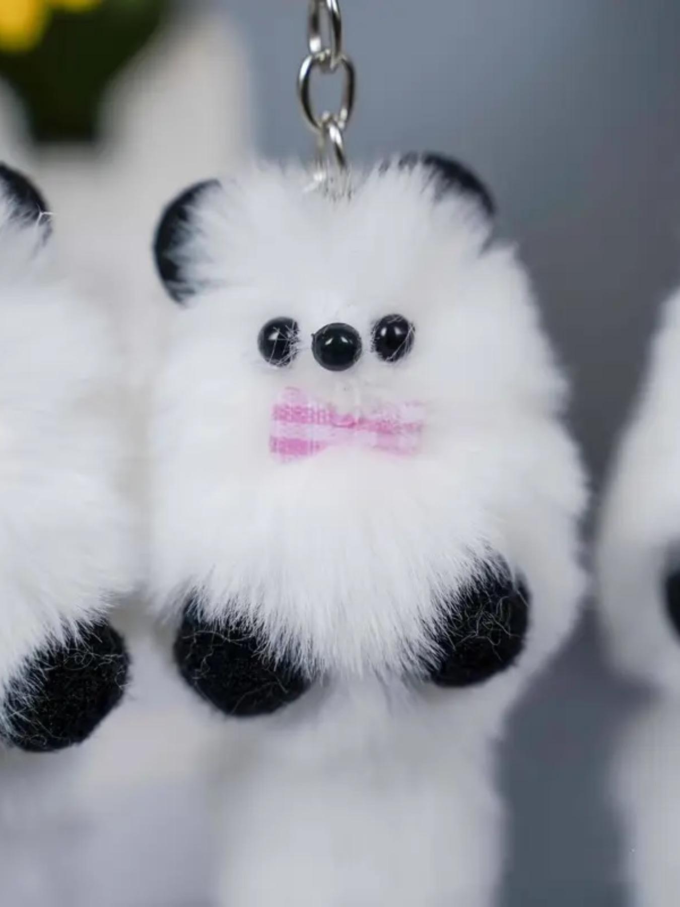 Cute Cartoon Bear Keychain Pendant, Artificial Leather and Wool Animal Charm, Ladies Bag and Car Decoration Key Ring