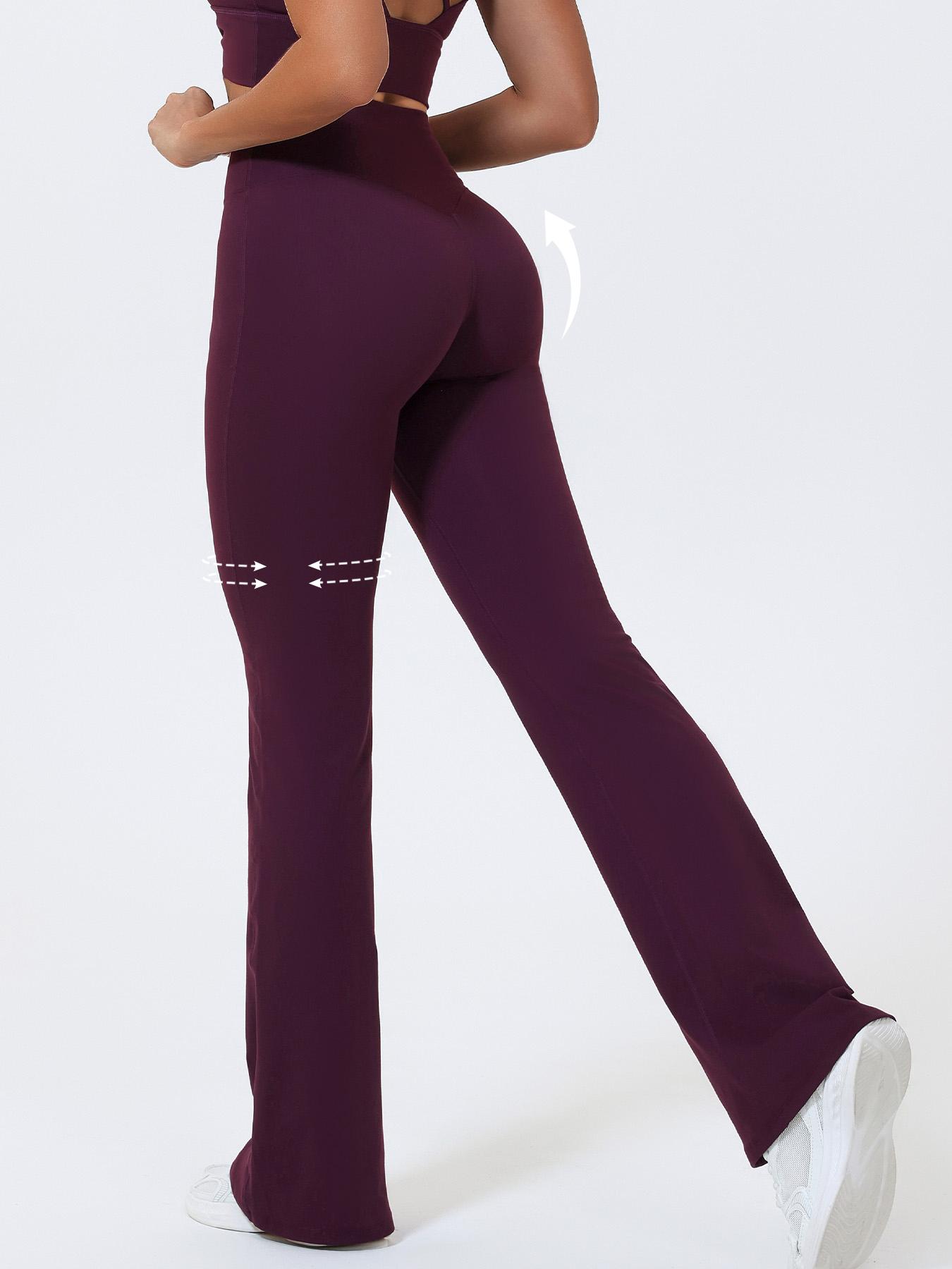 Women's High Waist Yoga Flare Pants, Seamless Butt Lifting Design, No Pockets, Comfortable Sport & Casual Wear, Polyester + Spandex Fabric, High Waisted Leggings