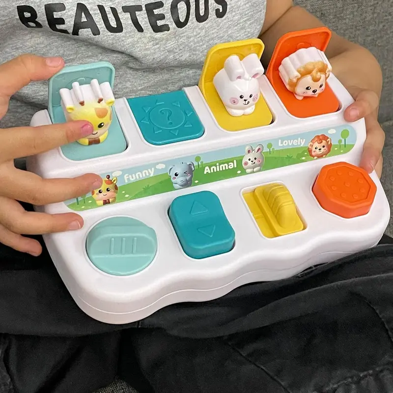 Random Color Cute Interactive Pop-Up Elephant Animal Toy, Montessori Developmental Toy with Colorful Button, Early Learning Toy for Boys & Girls